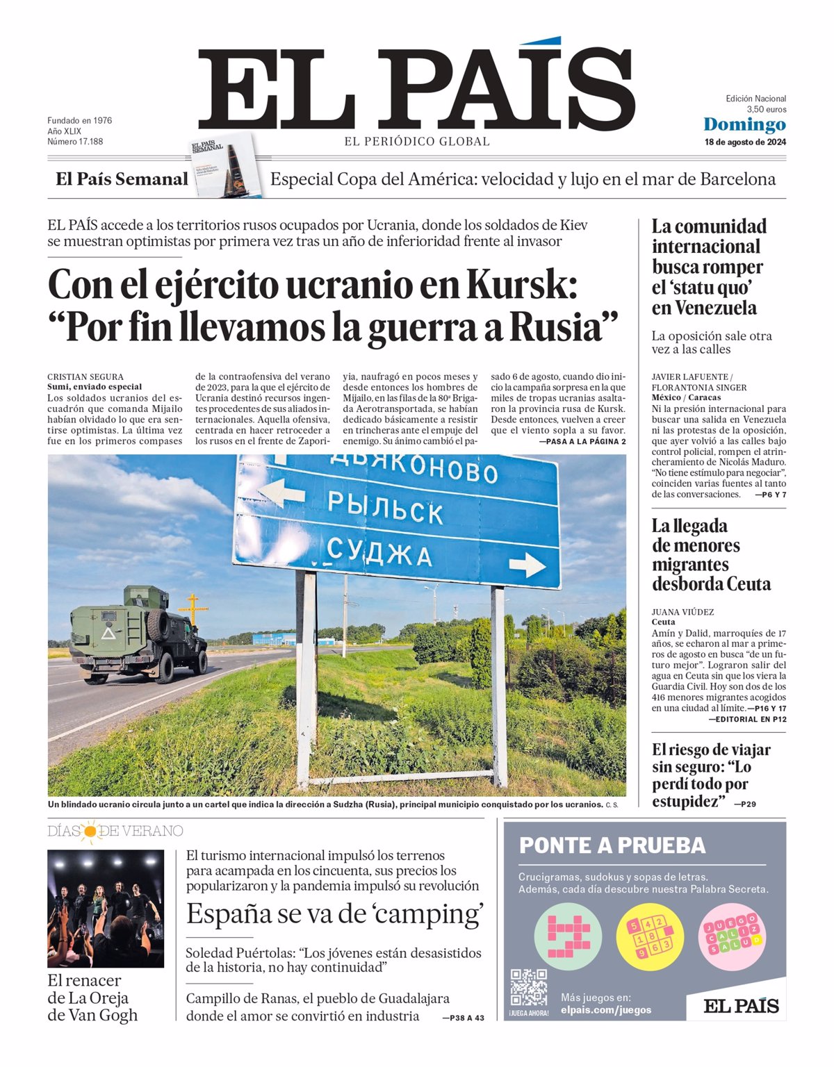 Couvertures des journaux du dimanche 18 août 2024