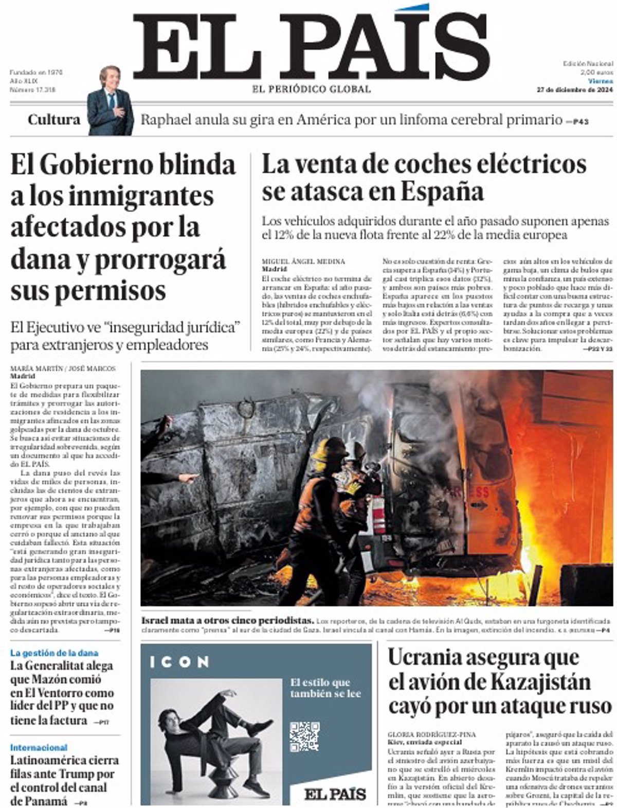 La Une des journaux du vendredi 27 décembre